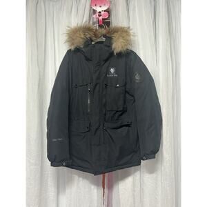 BLACK YAK Yak Tech Down Parka Jacket Fur Trim Hood Winter Insulated Coat 100 L